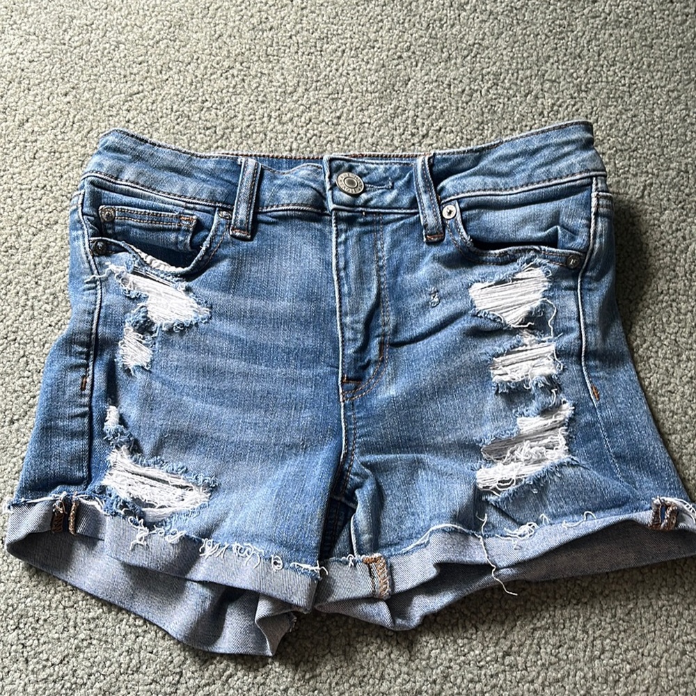 American Eagle High Rise Shortie Jean Shorts